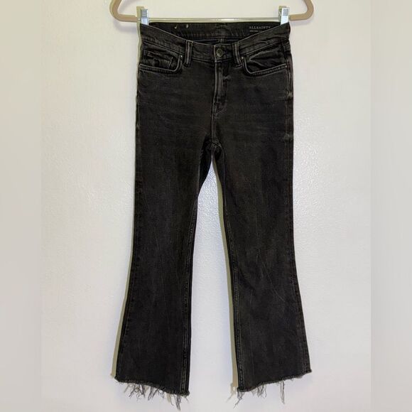 All Saints-  Zoe Cropped Bootcut Raw Hem Jeans - size 26 - Picture 1 of 8
